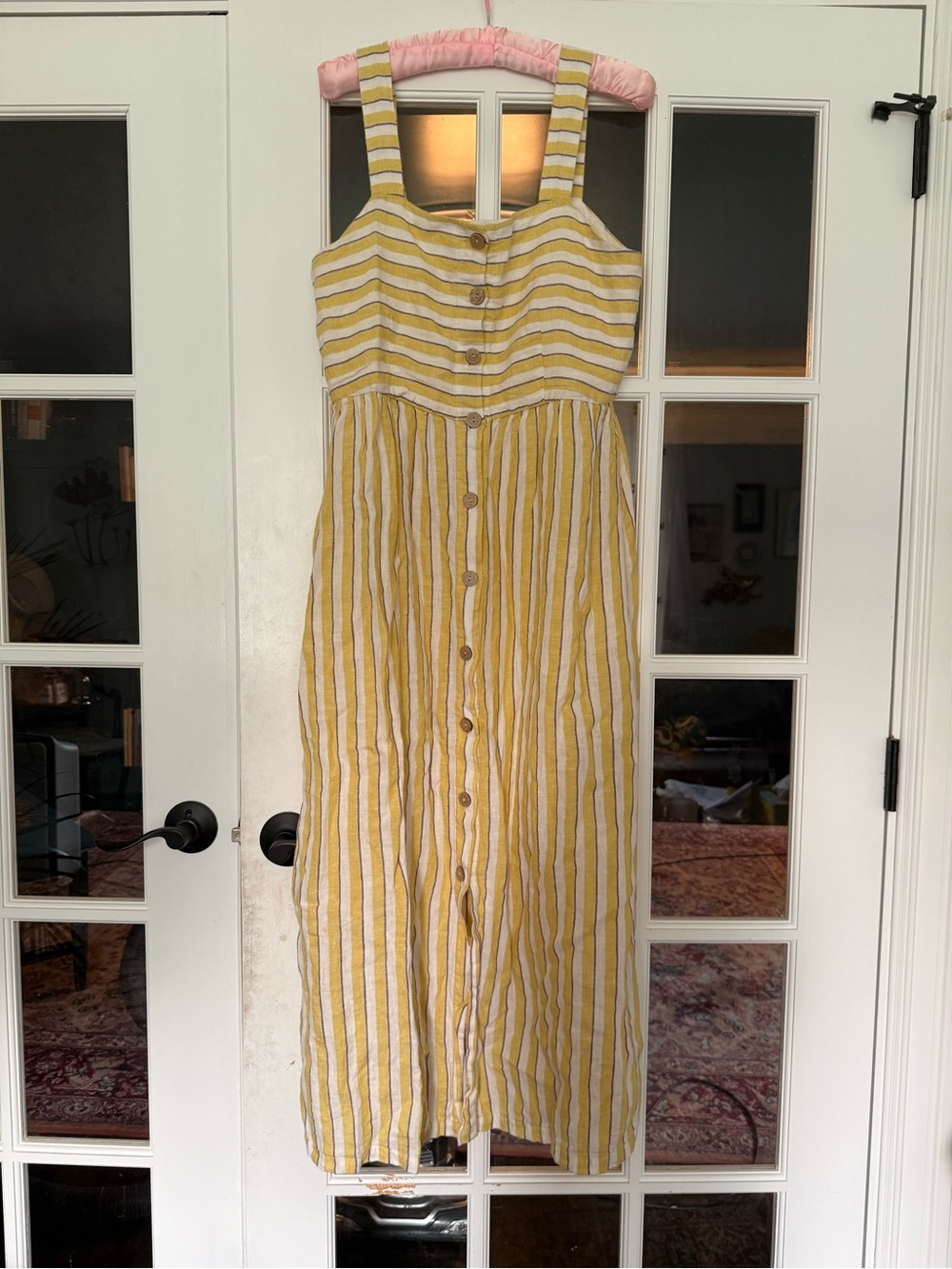 Rachel Zoe Yellow and White Striped Maxi Linen Sundress